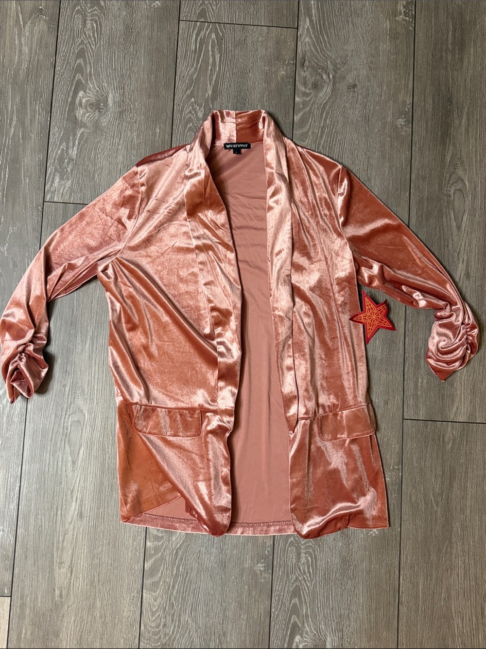 Velvet Open-Front Blazer in Rose Blush